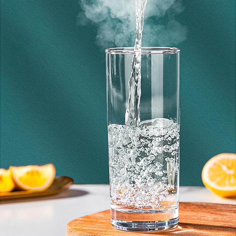 Crystiliaa Water Glass Crystal Cut Water/Milk Glasses - 300 ml Transparent Long Glass Highball Glasses