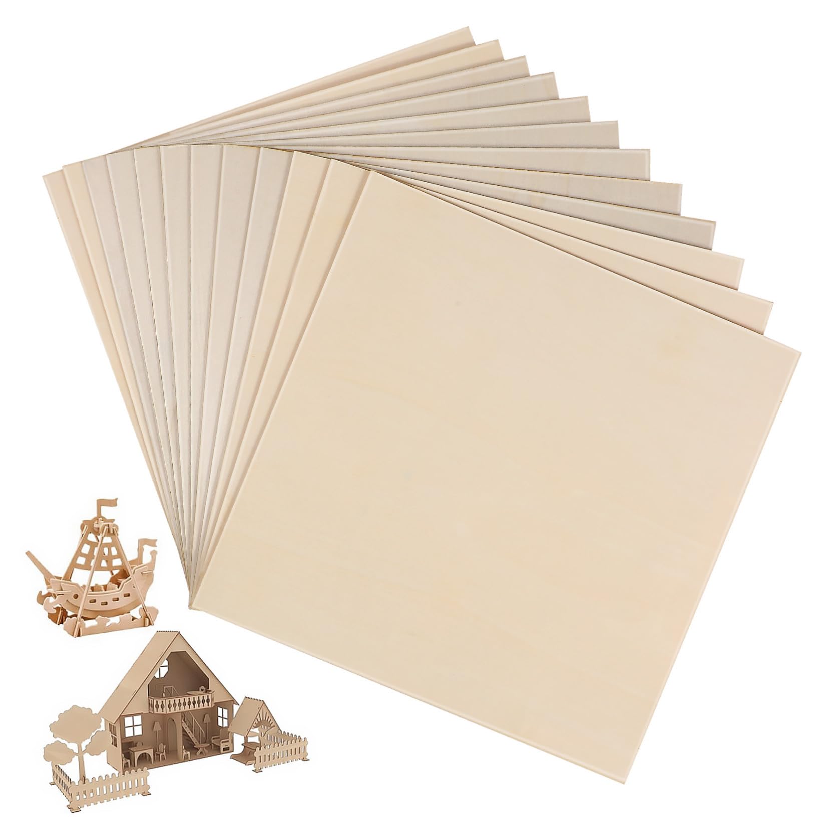 12 Pezzi Pannelli in Legno Massello Quadrati Spessore Tavole Grezze in Pioppo per Incisione Pittura e Modellismo Superficie Liscia per Progetti Artigianali e Decorazioni