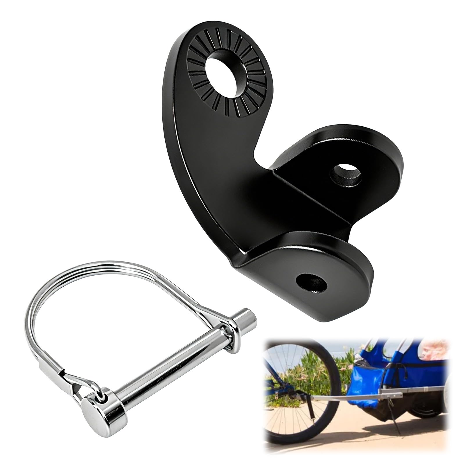 NYVOR Fahrradanhänger Kupplung, Edelstahl Fahrrad Anhängerkupplung Kompatibel mit Burley-Anhänger-Adapter, 90°-Kupplung Fahrradanhänger mit Sicherungsstift für Anhänger Kinderkarren Hundeanhänger Baby