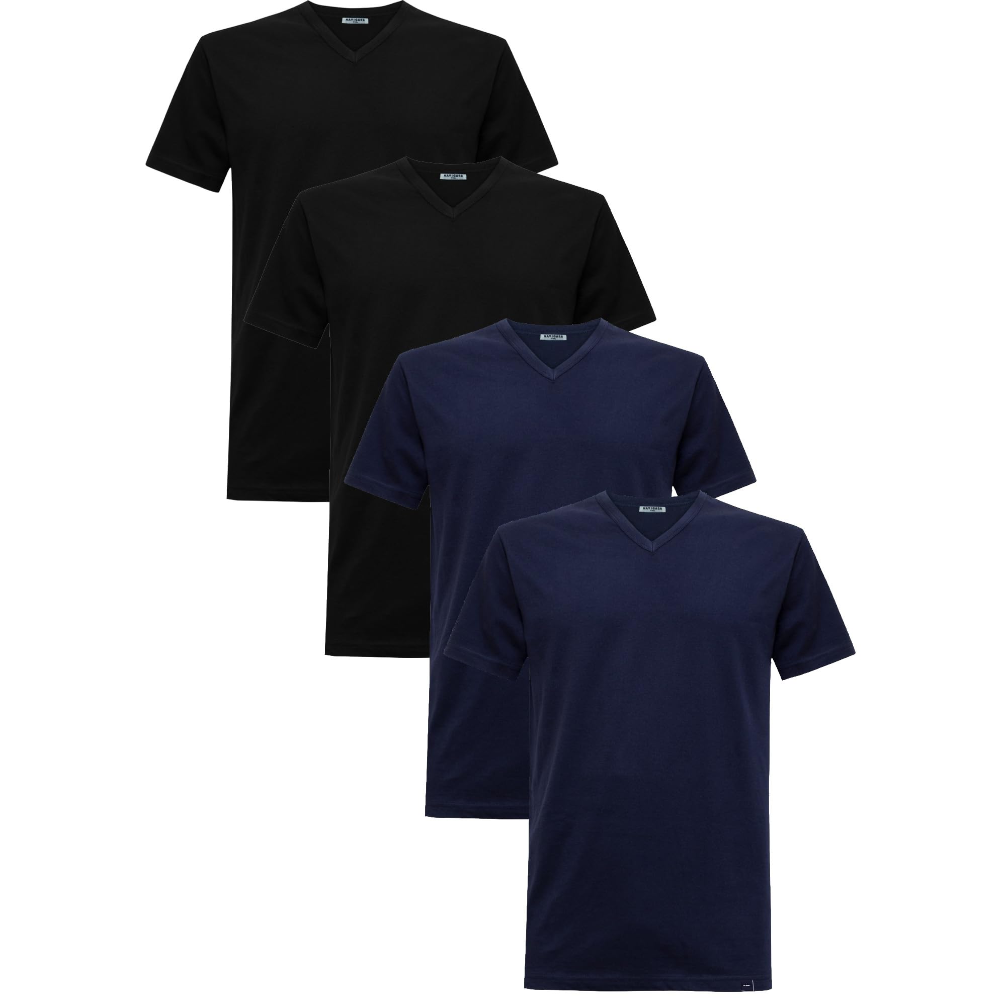 Navigare T-Shirt in 100% Cotton, Pack of 2 - 4 Pieces, Art.812-813, Limited Edition for Azzeta, Multicolorex4 V-neck, M