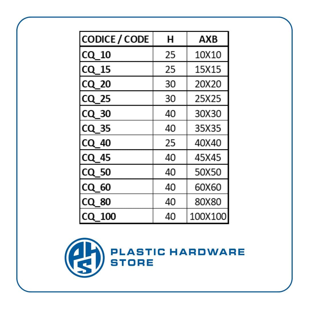 Kwadratowa gumowa nasadka z PCW na rurki kwadratowe, stopka do krzesła, stoły, stoły - 100 - czarna - 8 sztuk - Plastic Hardware Store