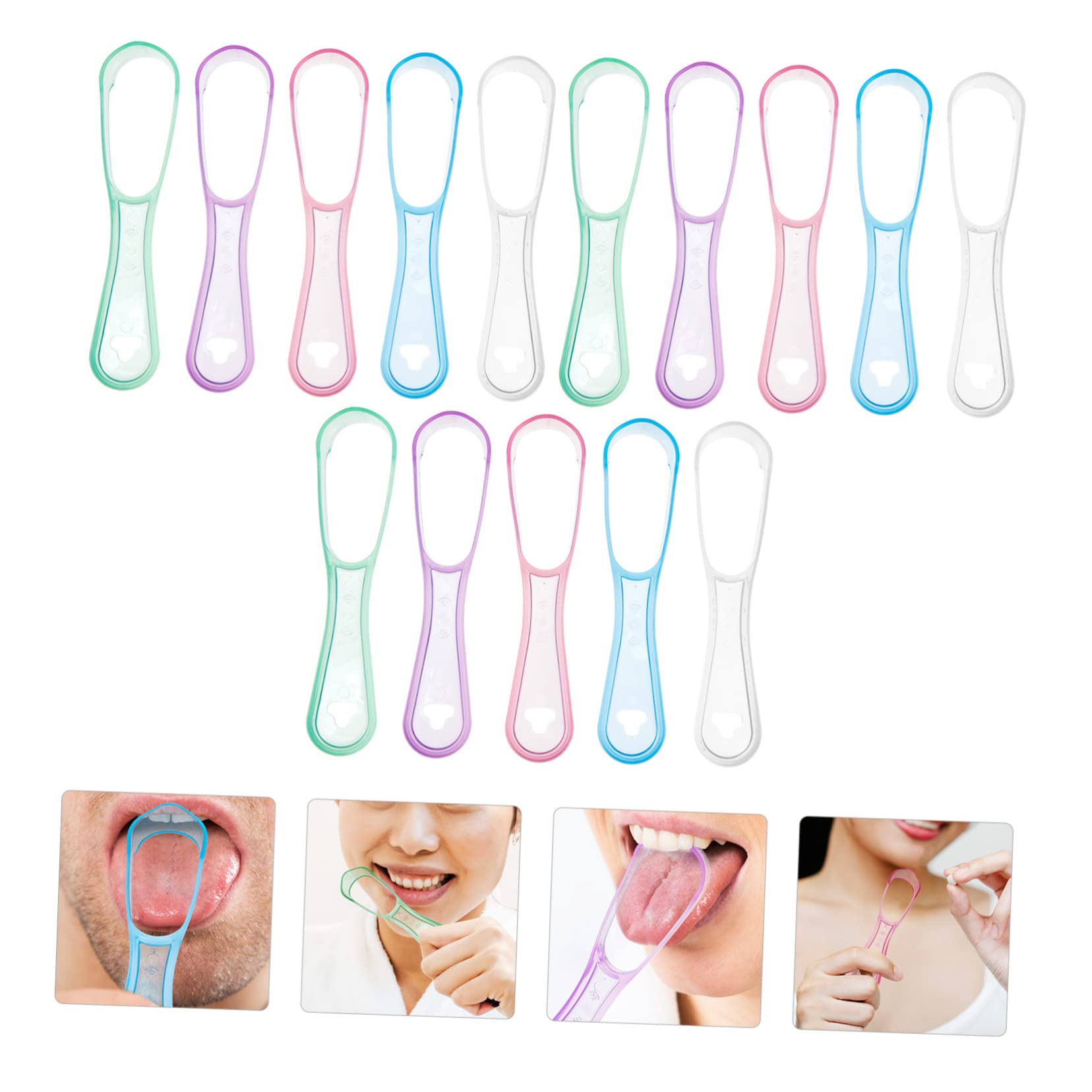 minkissy 60 Pz raschietto per lingua per l'igiene orale tongue scraper raschietto lingua raschietto per il rivestimento della lingua raschiare la lingua pulitore di lingua domestico Palmare