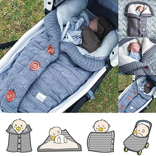 Image of insular Warm Baby Sleeping Bag Envelope Winter Kid Sleepsack Footmuff Stroller Knitted Sleep Sack Newborn Knit Wool Swaddling Blanket (White)