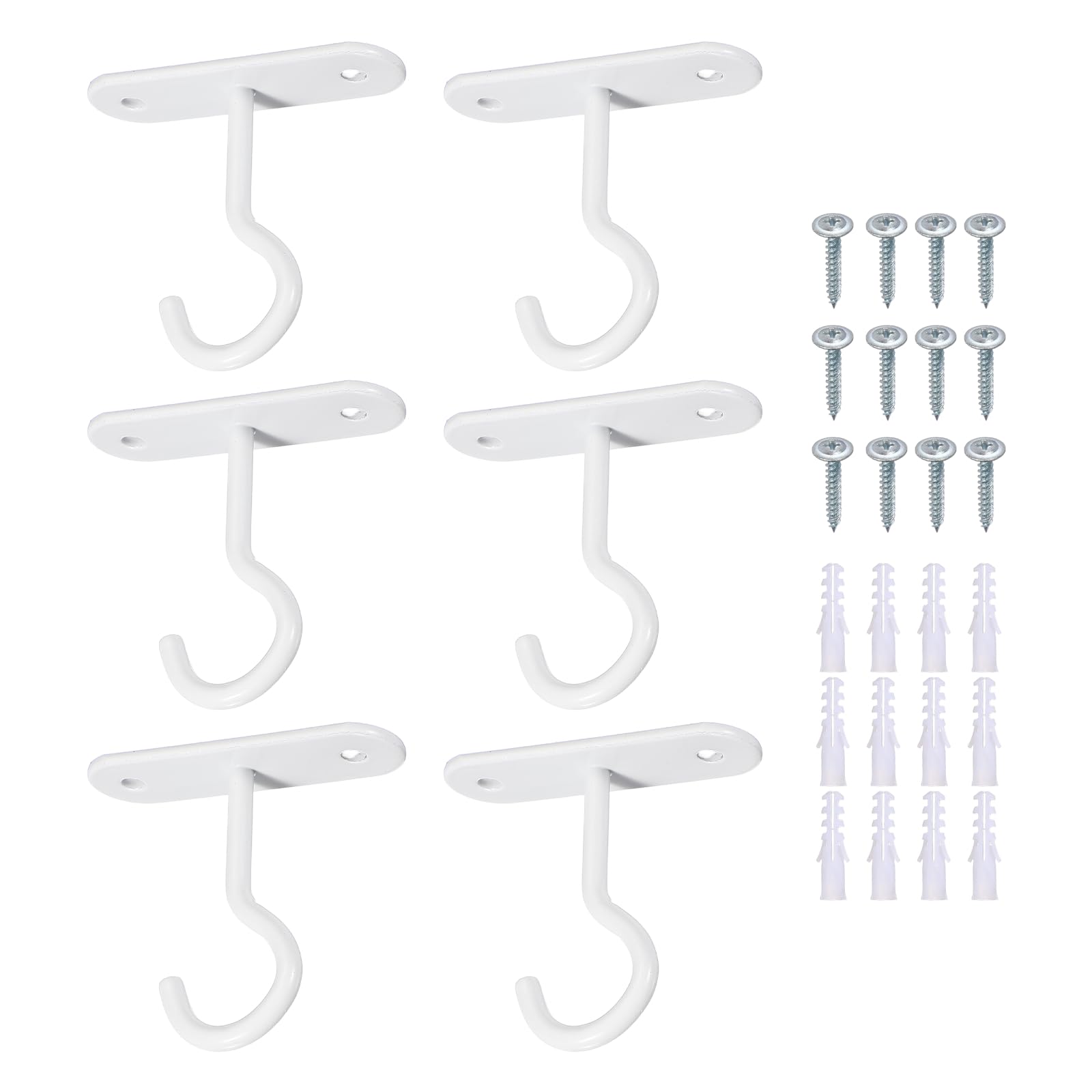sourcing map 6Pcs 2.5 Inch Ceiling Hooks for Hanging Plants, Wall Mount Plant Hooks for Hanging Lanterns, Bird Feeder, Flower Basket, Indoor & Outdoor White