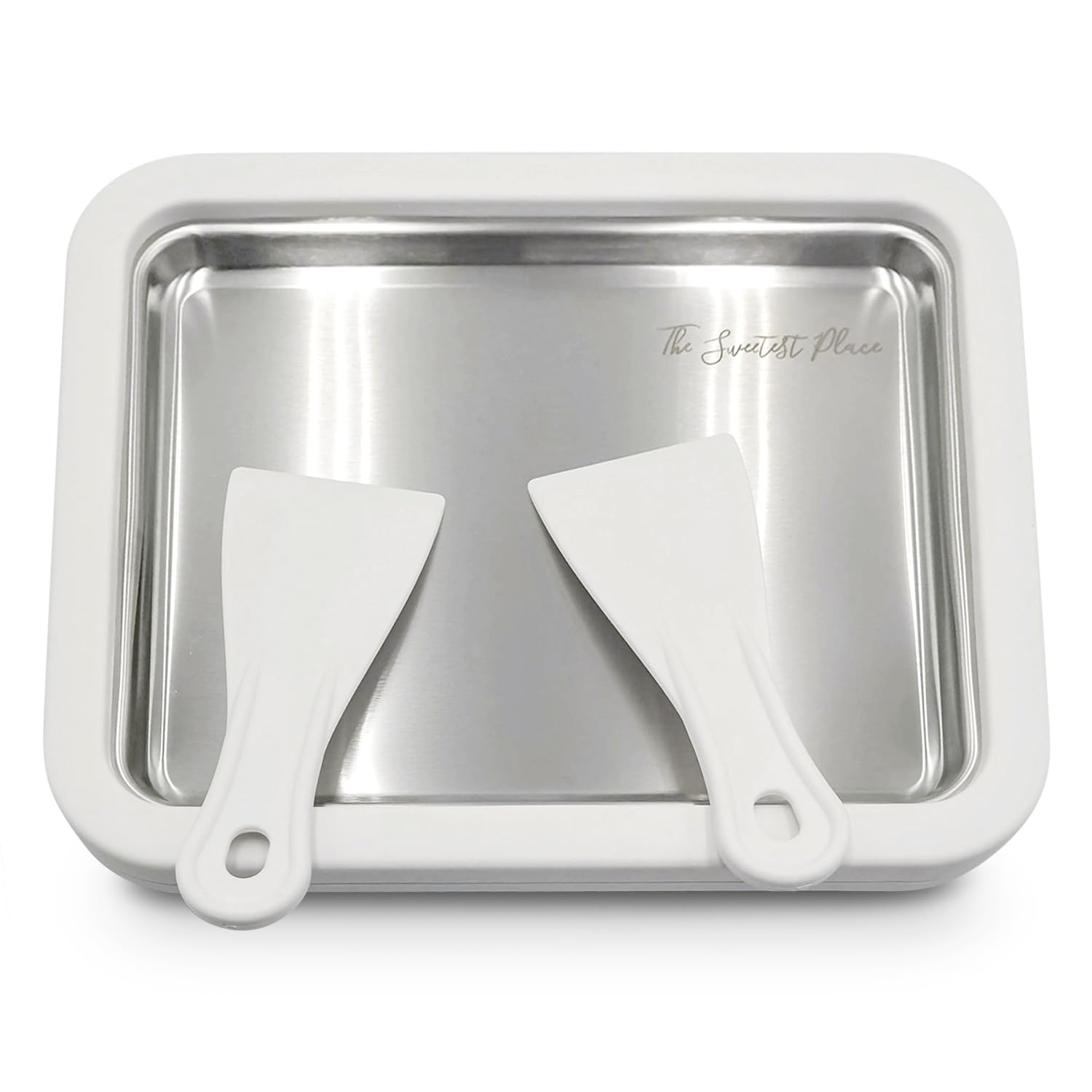 The Sweetest Place Pan N Ice Cream Roll Kit Rolled Ice Cream Machine Mochi Maker Machine Pre Roll Machine Soft Serve Yogurt Maker Premium Buttercream Icing Ice Plate Rolling Tray Kit 10.7