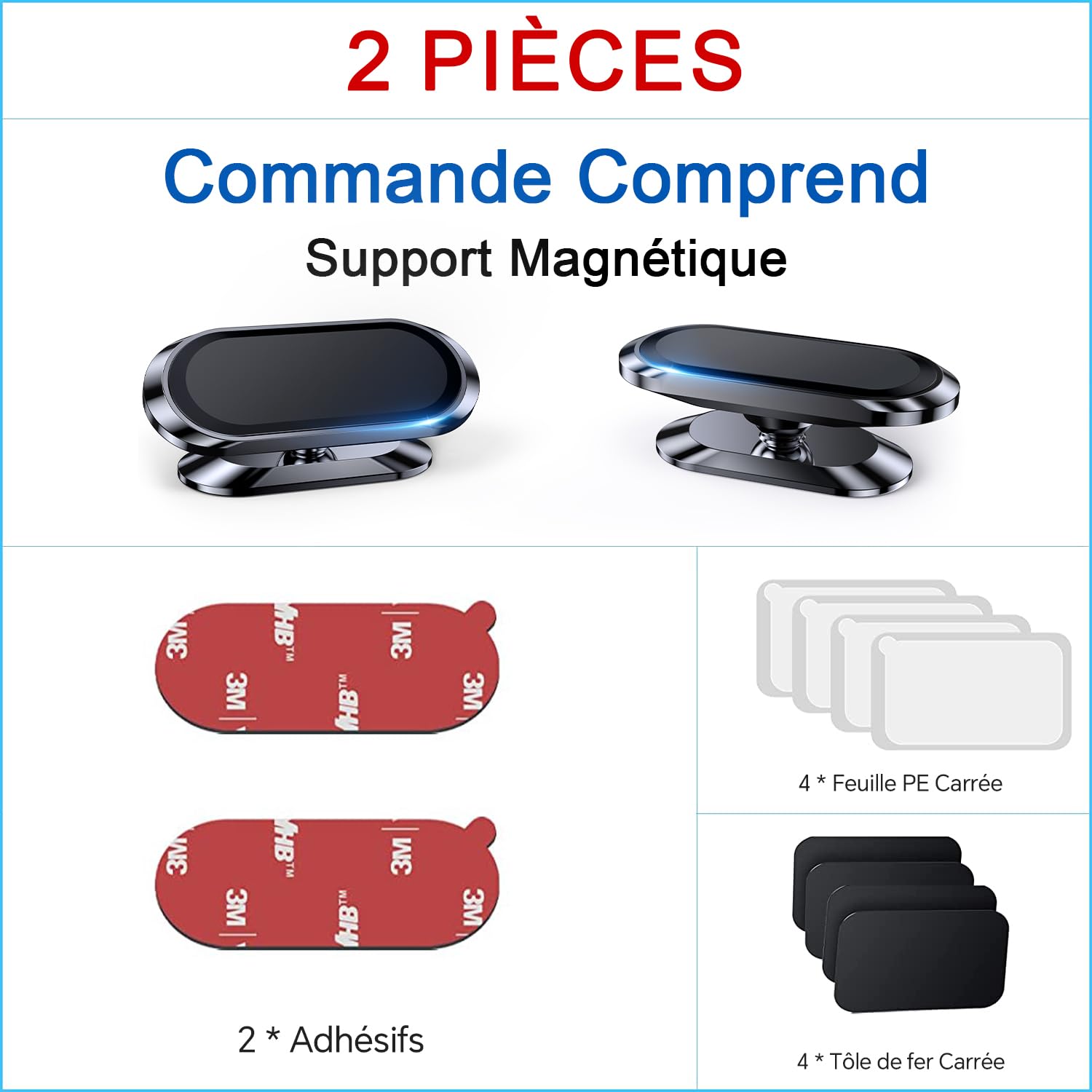 Coolpow Support Telephone Voiture Magnetique 【Lot De 2】Aimant Telephone Voiture【360°】Porte Telephone Voiture Portable Aimanté Adhésif Accessoire Voiture pour iPhone 17 Pro Max 16【avec Plaque de métal】