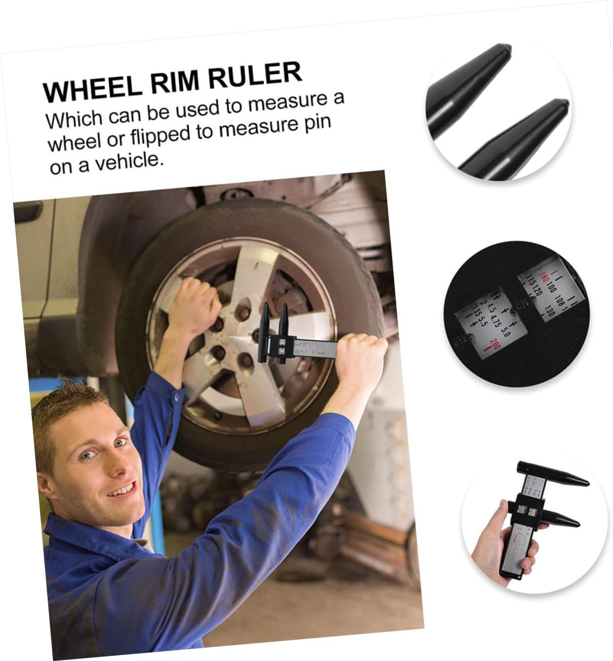Man measuring a wheel with the ruler, highlighting its universal use