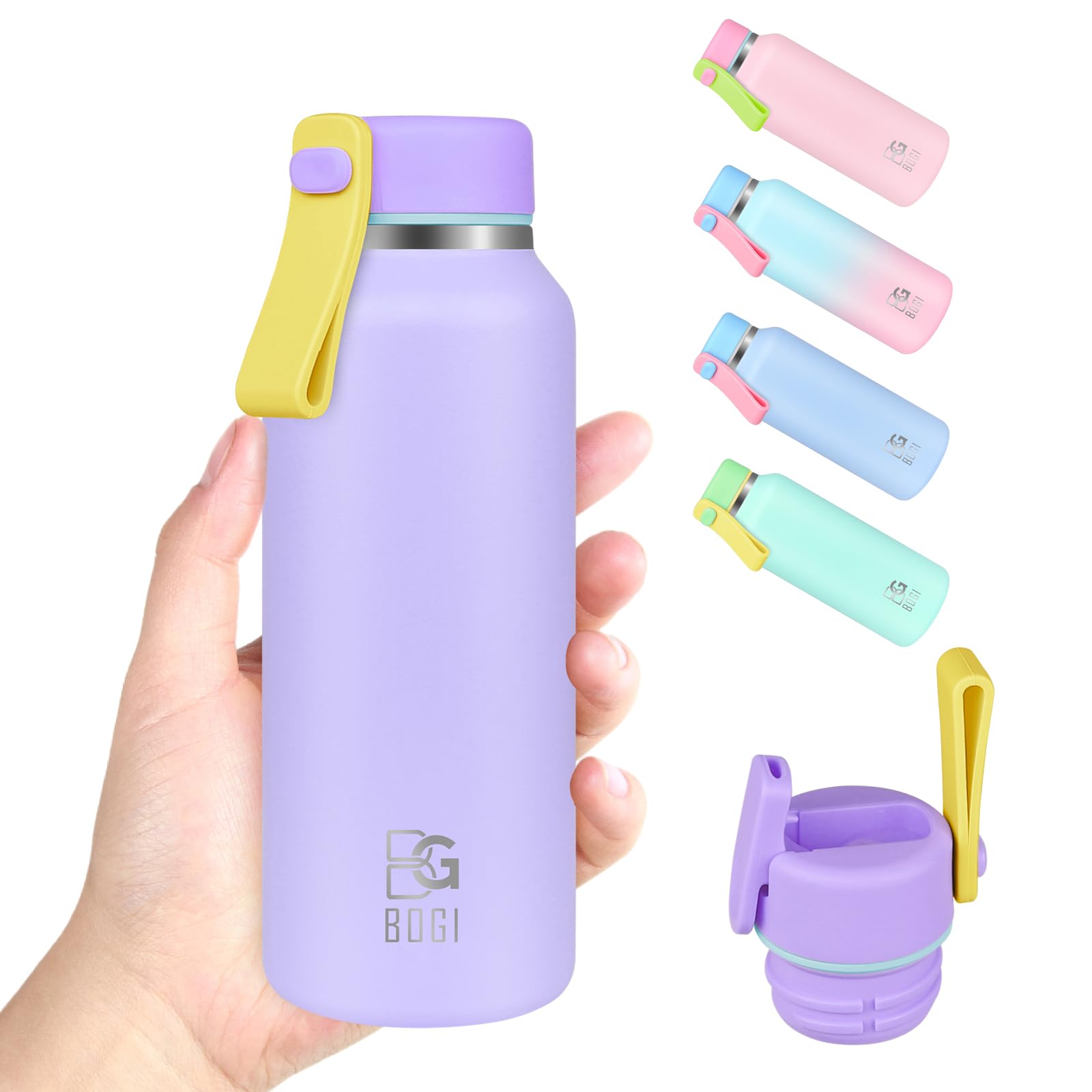 BOGI 350ml Small Metal Water Bottle with Straw