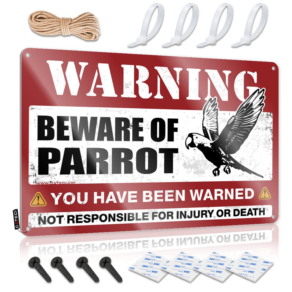 Man Cave Decor And Accessories Beware Of Parrot Tin Sign Metal Sign Decor Vintage Funny Street Signs(20X30CM)