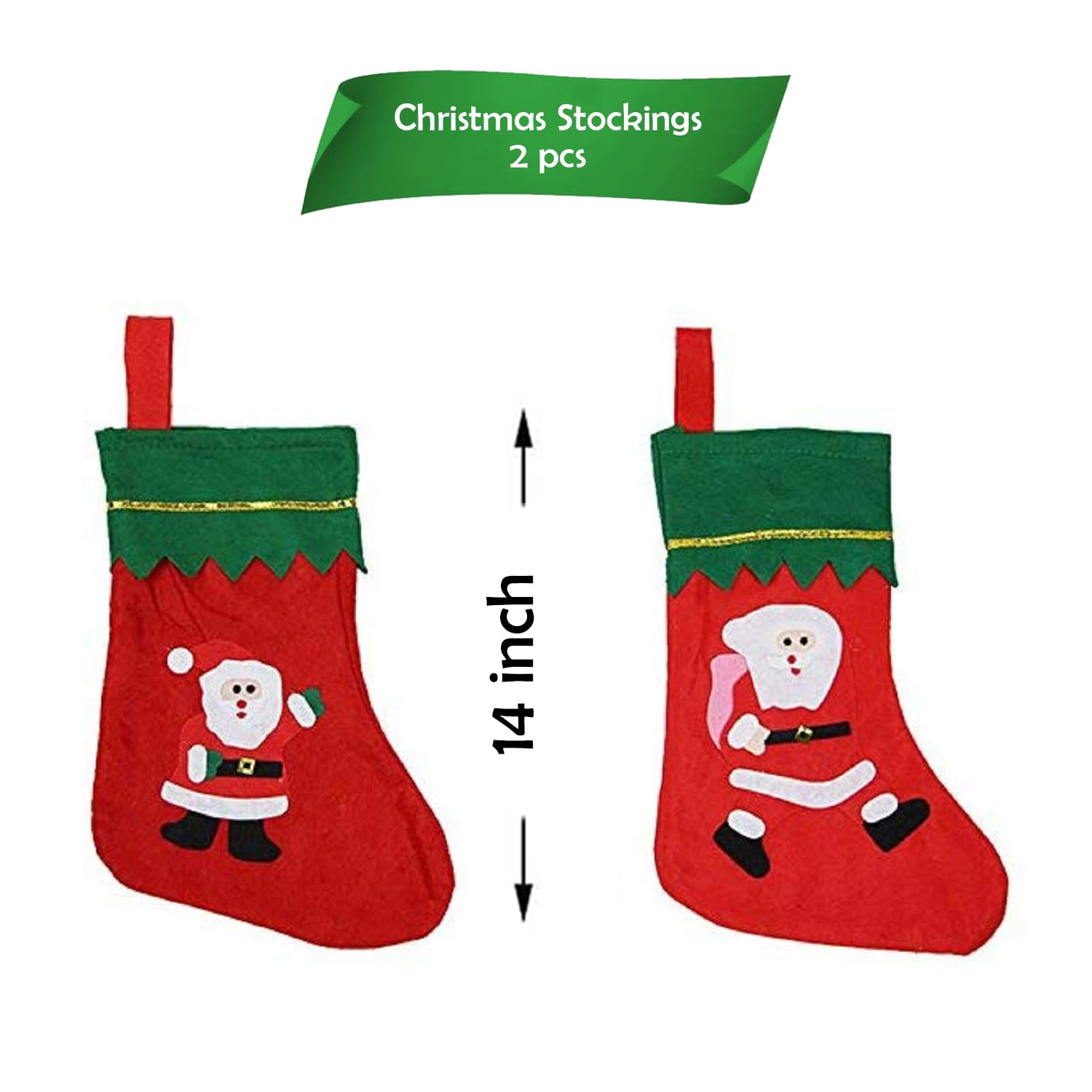 Party Propz Christmas Party Accessories - 2 Pcs, Christmas Decorations Items | Xmas Decoration Items | Santa Claus Hanging Stockings | Christmas Party Favours | Xmas Return Gifts | Christmas Socks - Image 2 thumbnail