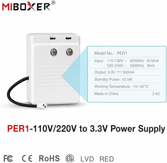 MiBOXER PER1 3.3V Power Supply Module, Regulated DC Output for Accessory & Sensor Modules, Compact Design, Stable Voltage for Smart Lighting Components