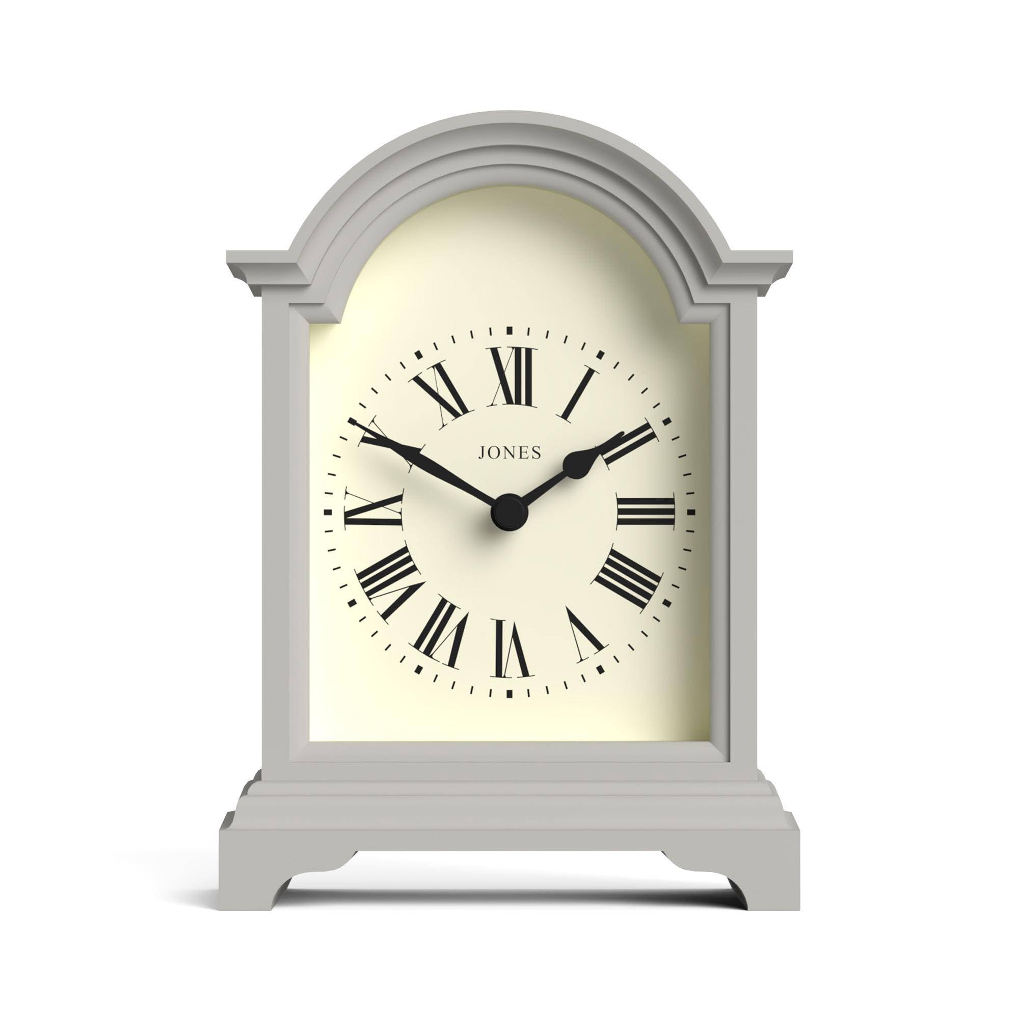 Jones Clocks® Bistro mantel clock, Cloud Grey, 18 x 13 x 6 cm