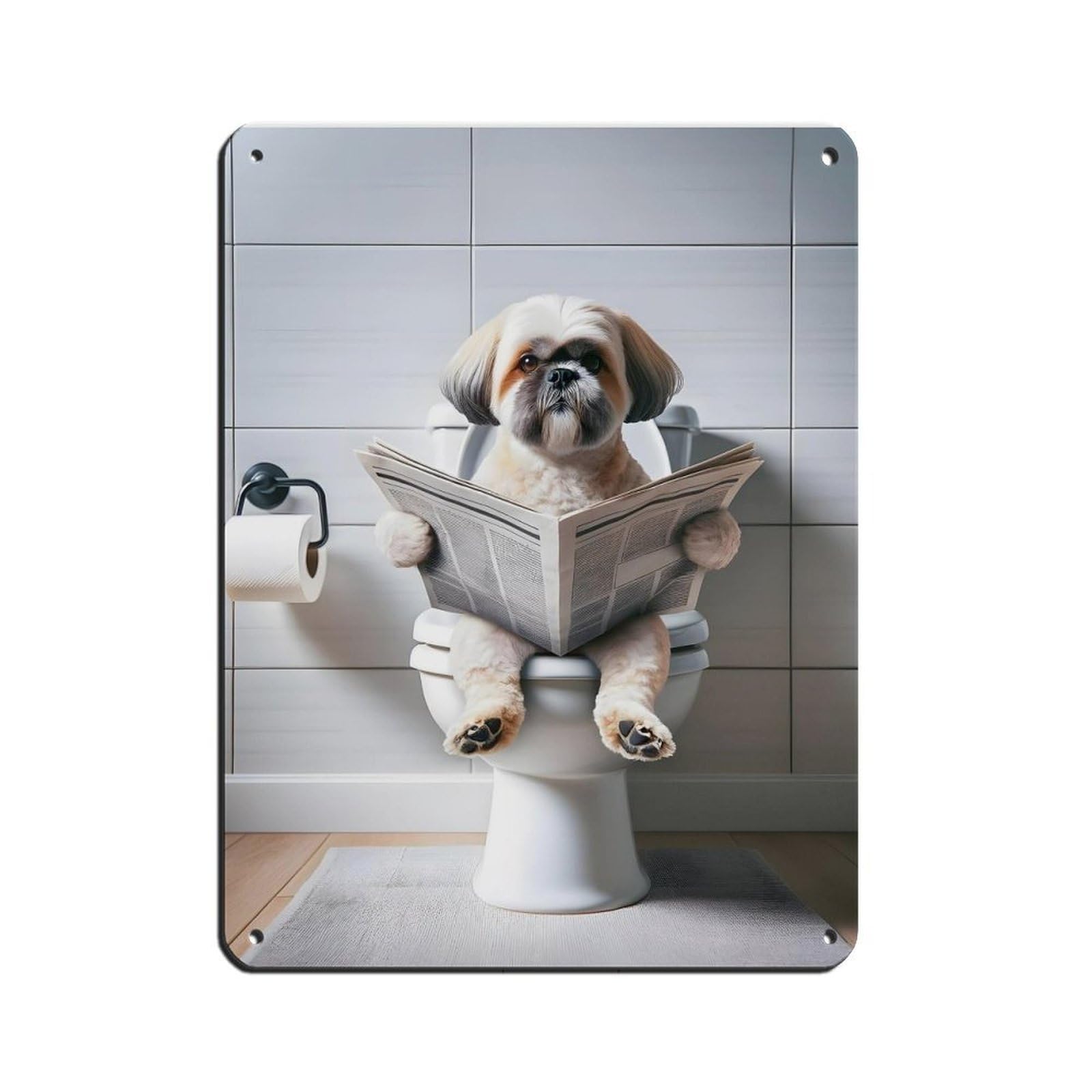 Lhasa Apso, Funny Bathroom Decor Tin Sign Vintage Metal Pub Club Cafe Bar Home Wall Art Decoration Poster Retro 12x16inch(30x40cm)