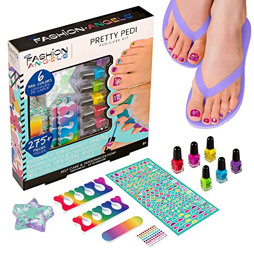 Fashion Angels Pretty Pedi Pedicure Kit for Girls - Kids Nail Spa Set with Nail Polish, Nail Stickers, Toe Separators, Nail File, and Bath Bombs, Nail Kit for Kids Ages 8 and Up