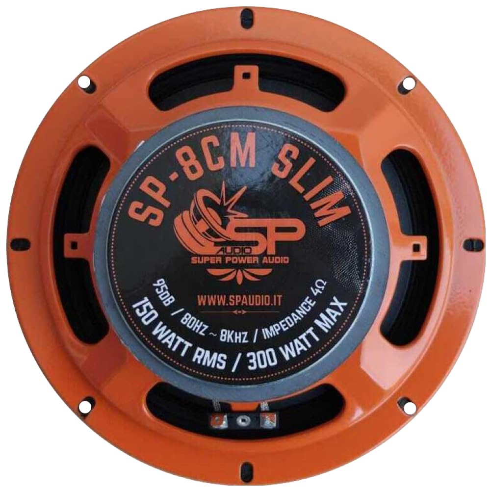 SP Audio 2 MIDRANGE SP8CM-SLIM altoparlante diffusore 20,00 cm 200 mm 8" di diametro 150 watt rms 300 watt max impedenza 4 ohm 95 db spl auto, a coppia