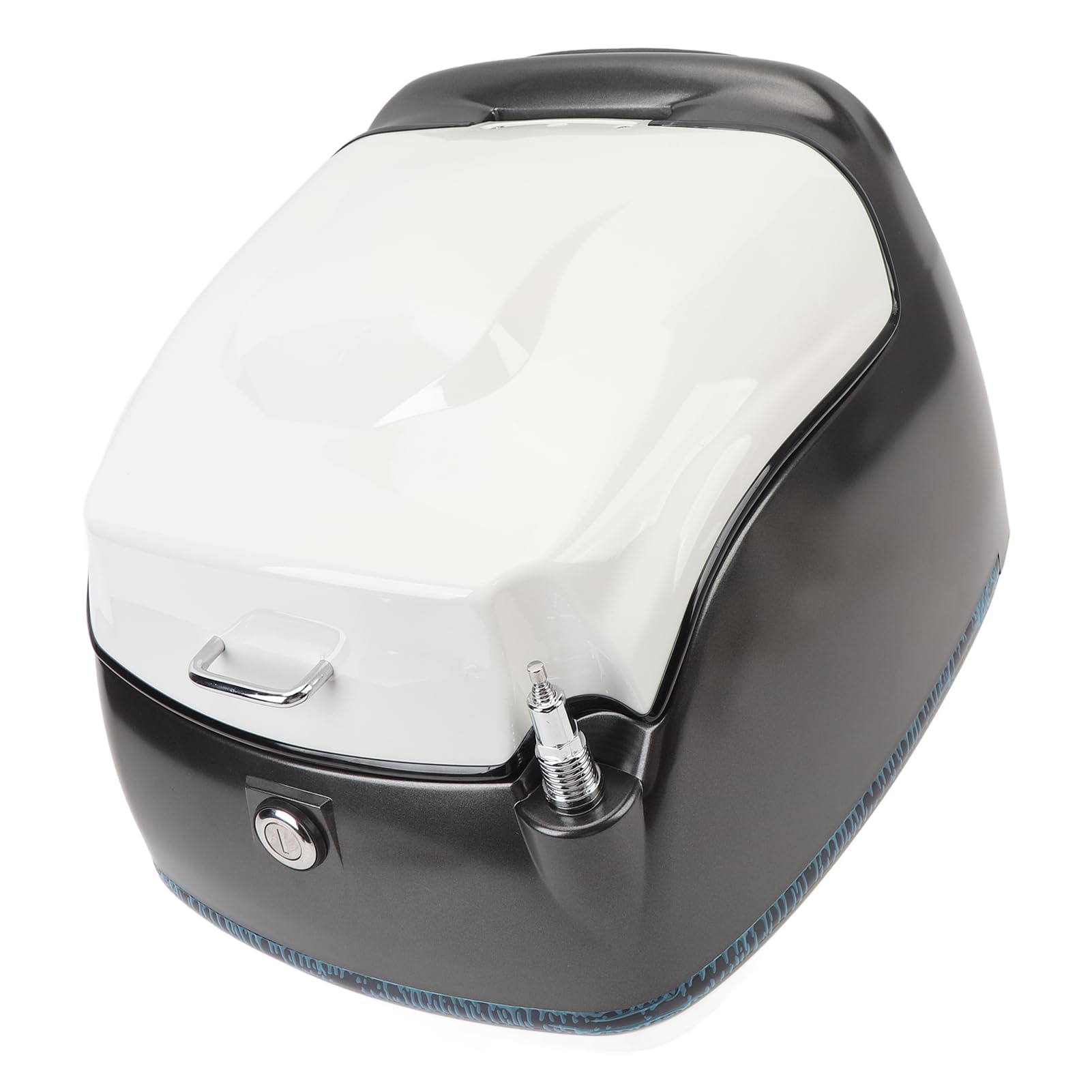 Keenso Top Case de Moto 38L, Design élégant, Boîte de Rangement Résistante à l'eau pour Vélo électrique et Scooter (Noir Blanc)