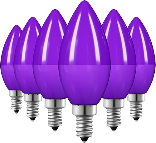 EDISHINE Bombilla púrpura regulable, bombillas de candelabro C35 E12, equivalente a 60 W, bombilla LED para candelabro, bombilla de vela vintage,