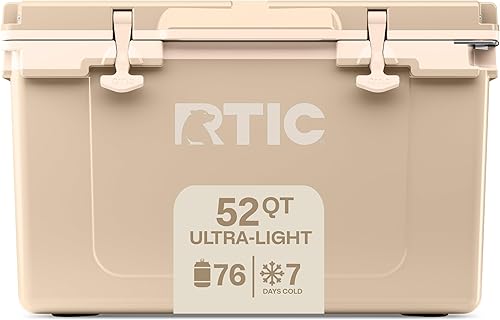 RTIC - Hielera ultraligera de 52 cuartos de galón, con pestillos de goma resistentes, paredes aisladas que mantienen el hielo frío durante días,