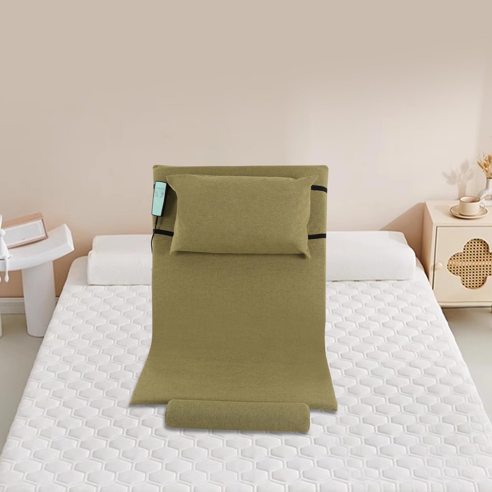Schienale elettrico per anziani, schienale regolabile 2-80°, carico 300 kg, tessuto traspirante, accessori per la manutenzione, lettura a letto, televisione, 75 x 29,5 cm