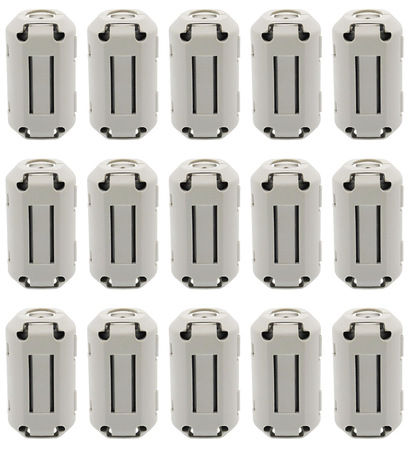 15Pcs Grey Clip-on Ferrite Ring Core RFI EMI Noise Suppressor Anti-Interference Cable Clip for Telephones Tvs Speakers Radio Audio Equipment Noise Suppressor Video Cable Power Cord (9mm)