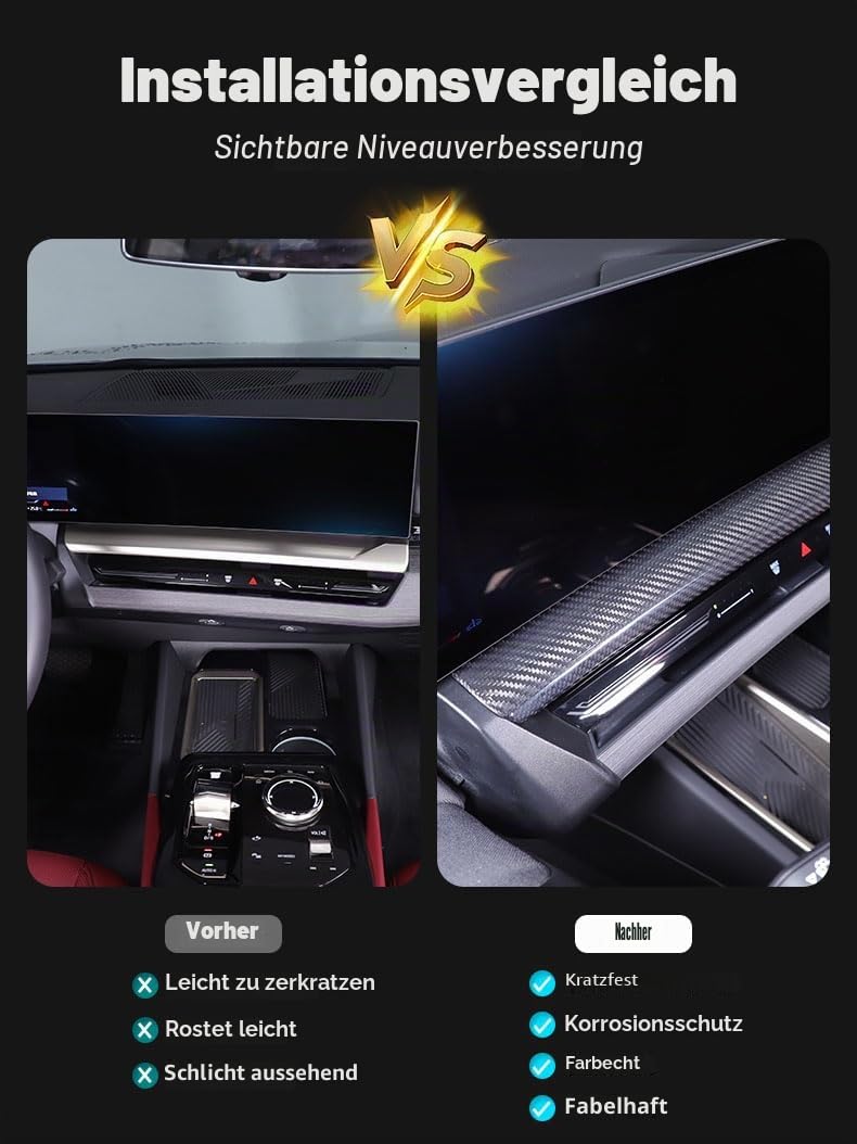 PIUGILH Auto Mittelkonsole Navigationsbildschirm unter dem Dekoratives Panel Geeignet für BMW 5 Series 2024,Zentraler Navigationsbildschirm unteres Panel Verkleidung,Autozubehör (Schwarz)