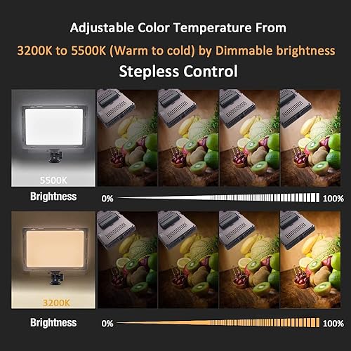 Miniatura 3 de Mcoplus Air-1000b - Panel de luz suave de 160 unidades, luz de video LED portátil, brillo regulable bicolor 3200K-5500K para cámara y videocámara