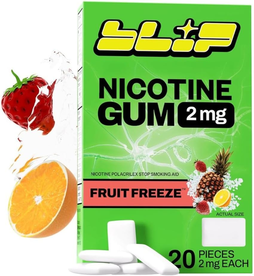 Blip NRT Nicotine Gum - 2mg Fruit Freeze Flavor (20 Count) - Help Quit Smoking and Vaping Aid, Reduce Cravings - Nicotine Replacement Therapy