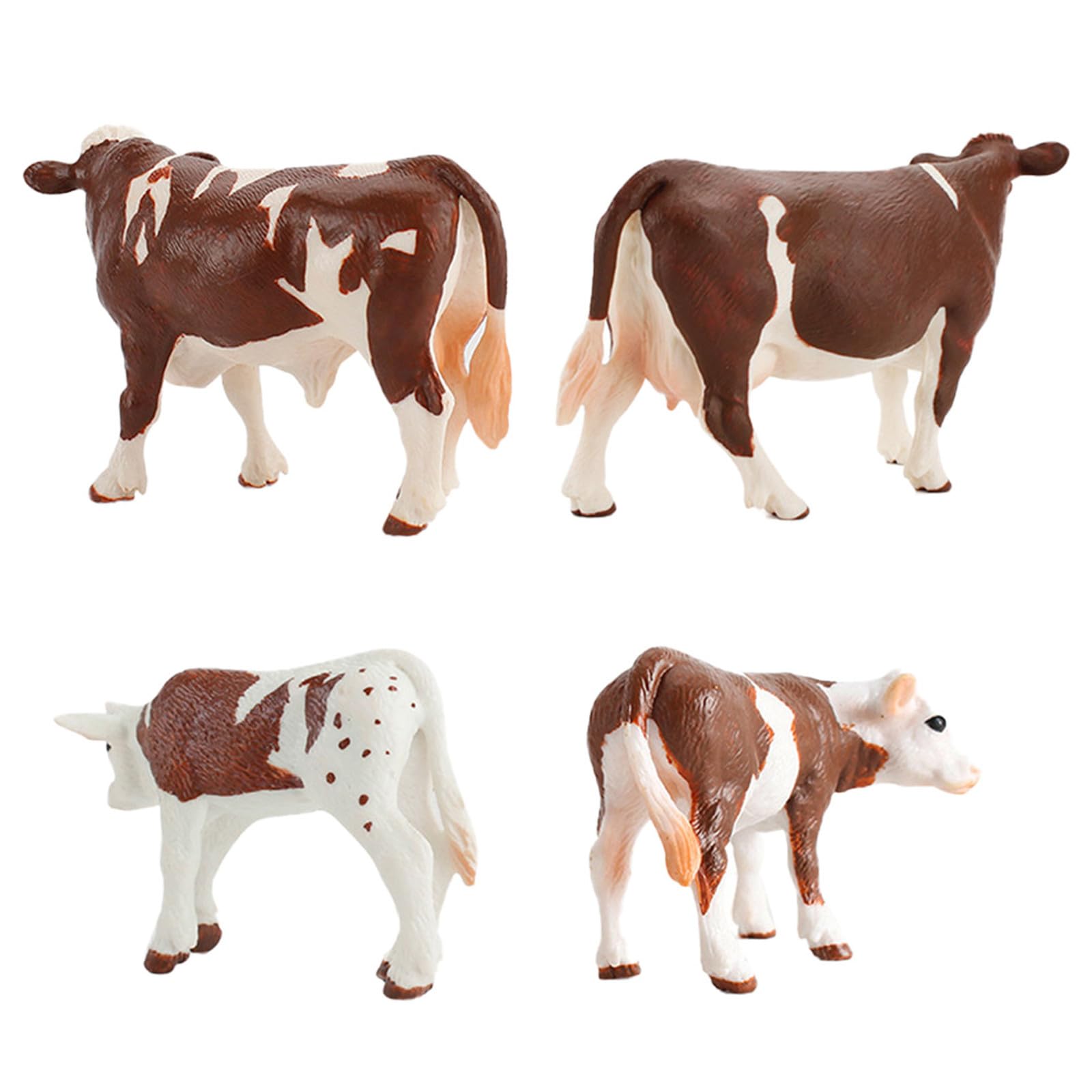 Hohopeti Juguete Modelo de Vaca Blanco 4 Piezas PVC Educativo para Niños