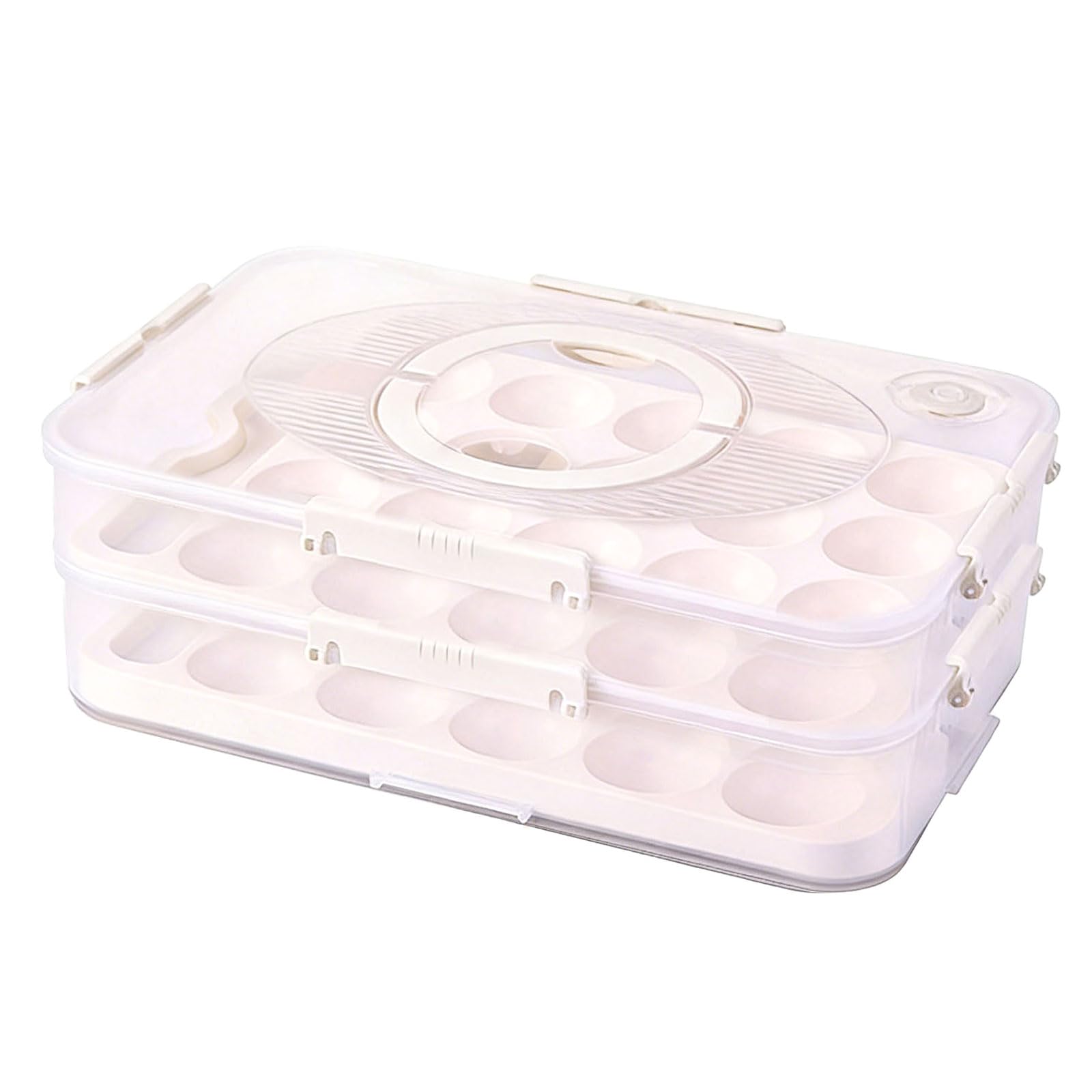 Hredyqw 2/1 Layer Stackable Eggs Storage Container With Removable Trays And Secure Locks For Freshness And Space Saving
