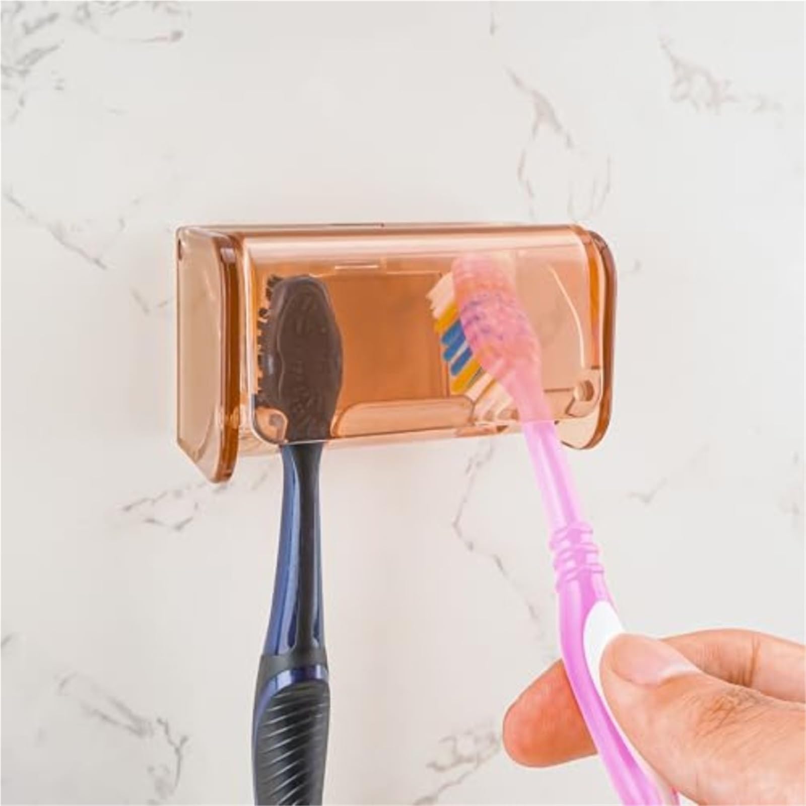 Porta Spazzolini Da Parete Portaspazzolino da parete con 2 slot | Con coperchio organizer autoadesivo for doccia da bagno