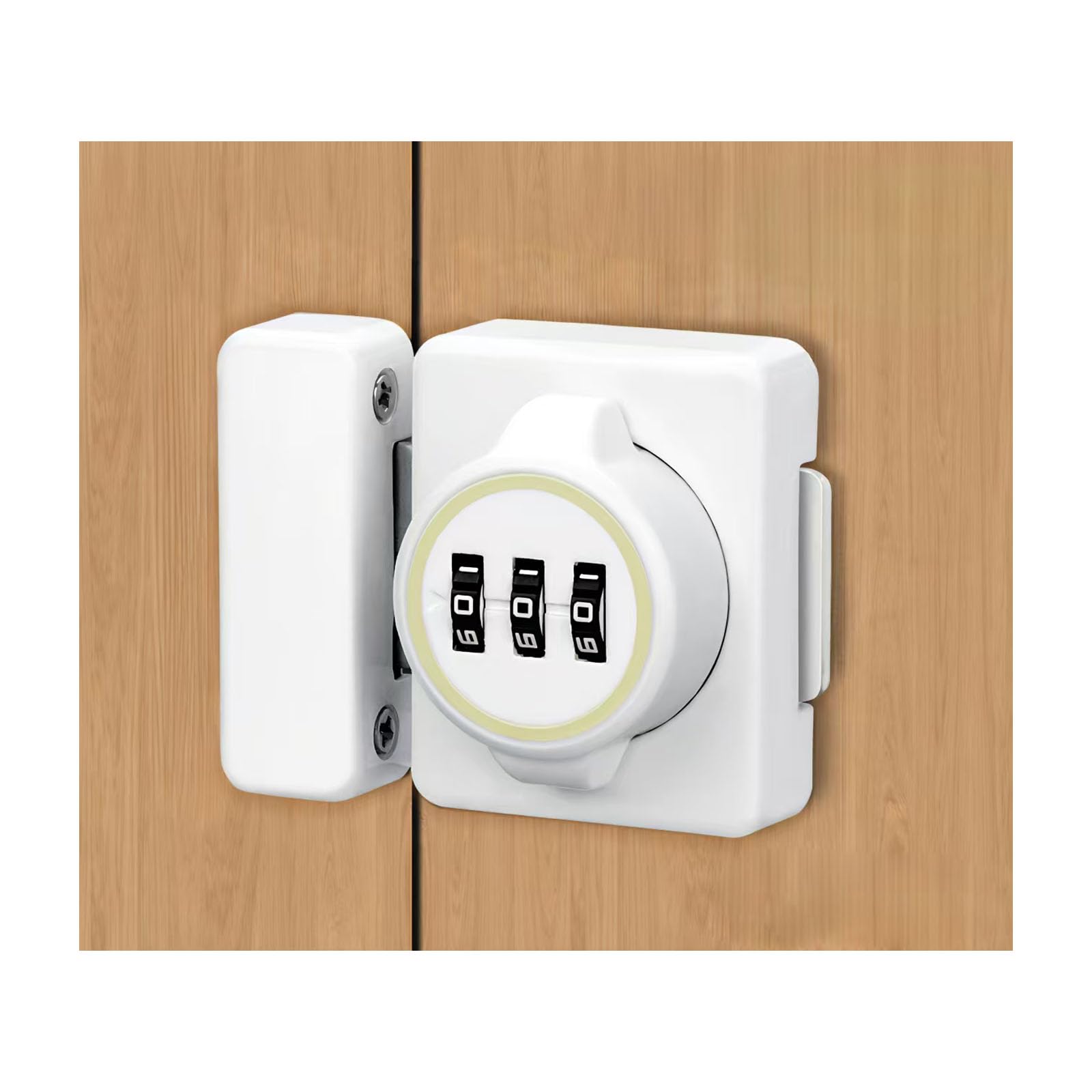 Cabinet Lock, Keyless Combination Door Lock,Zinc Alloy, 3-Digit Password,with Fluorescence Circle,White
