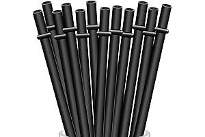 Reusable Black Straws, Long Hard Plastic Tumbler Replacement Straws