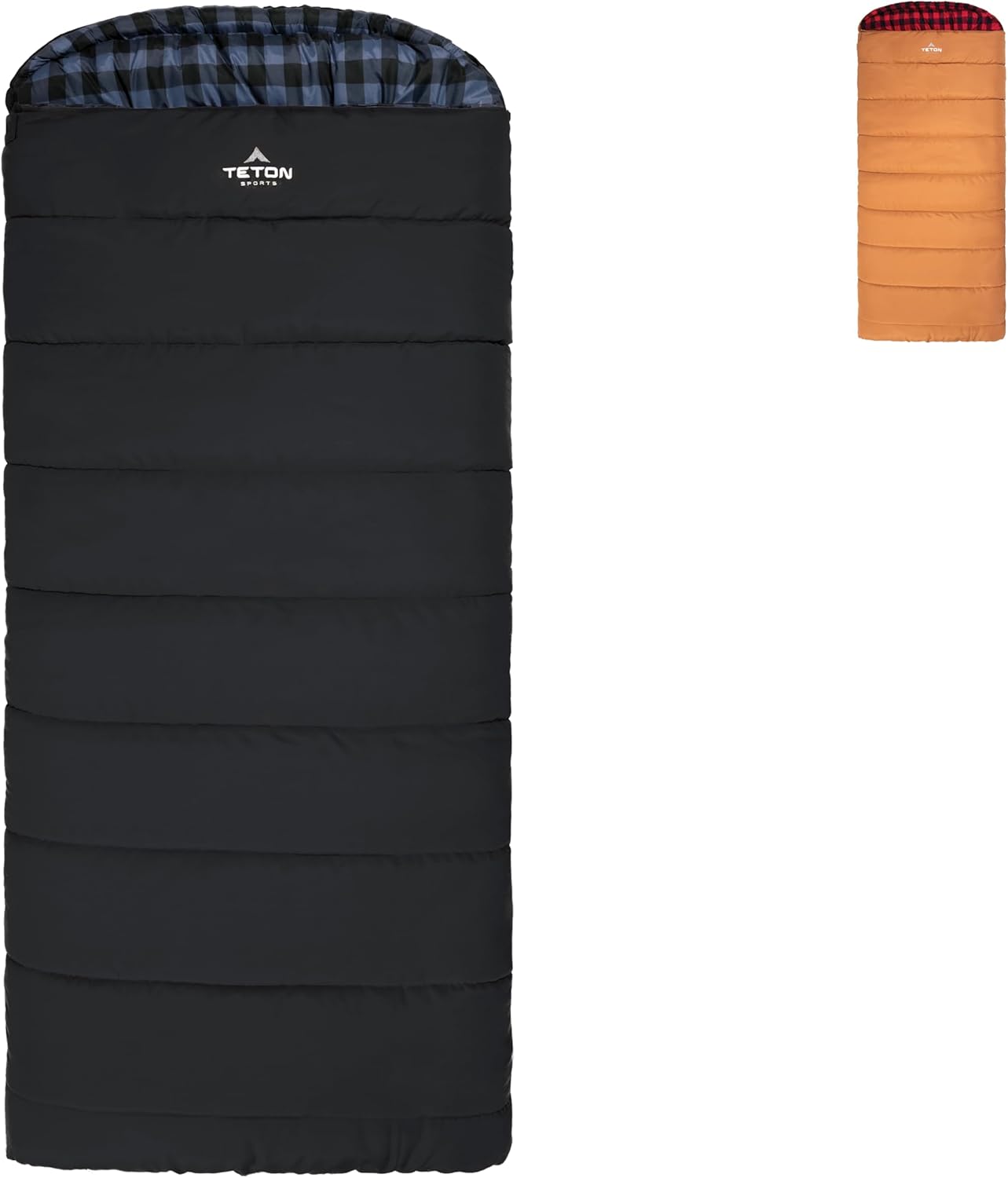 TETON Sports Deer Hunter -35F and 0F Degree Sleeping Bag. Warm and Comfortable Camping Sleeping Bags, Teton Tough Canvas Shell for Camping, Hunting, and Cold Weather Charcoal & Blue 20f