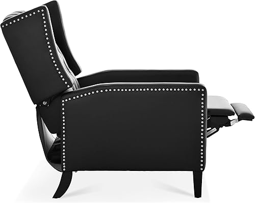 Miniatura 7 de Silla reclinable moderna de piel sintética, silla reclinable con respaldo de empuje, sillón de lectura copetudo, silla decorativa para sala de