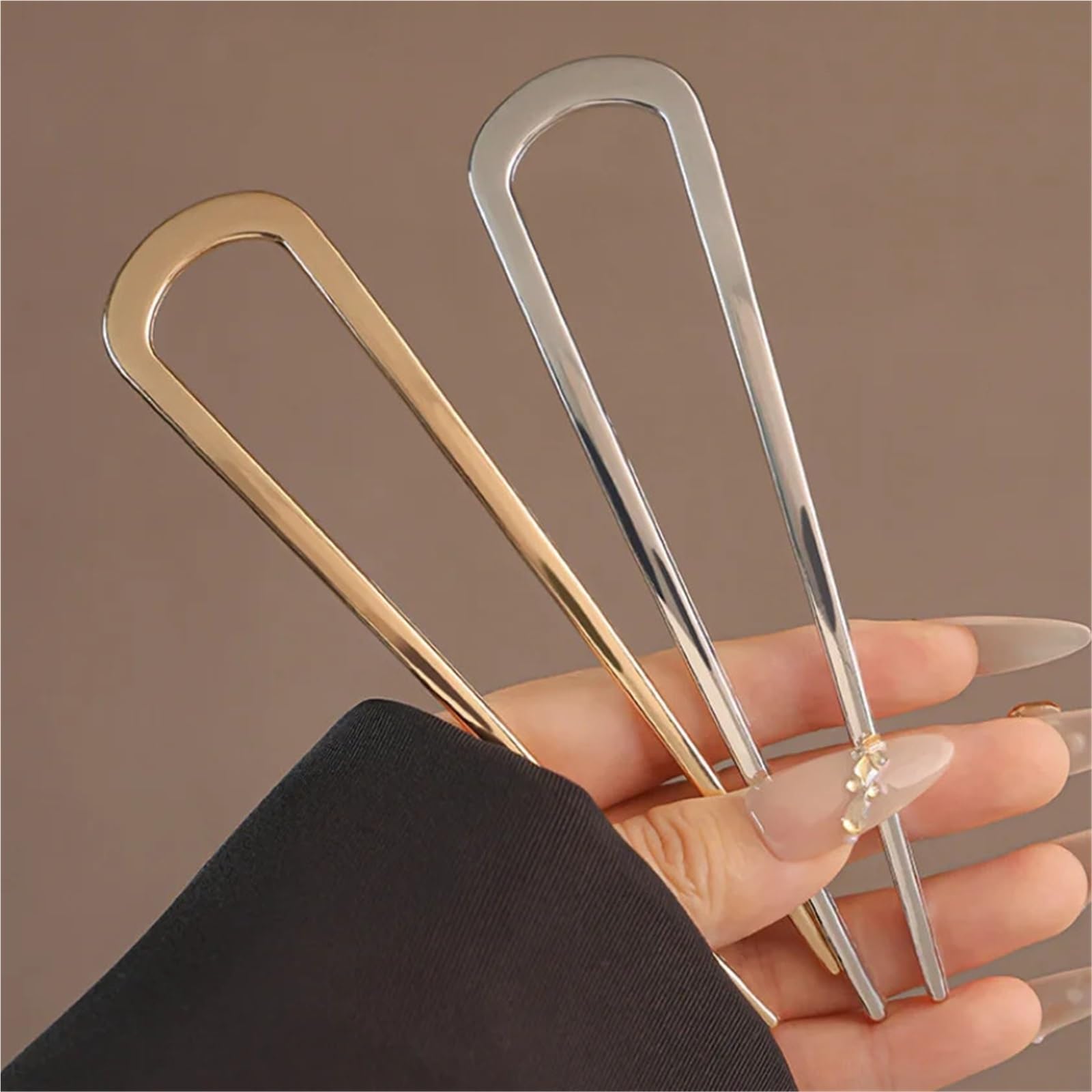 Forcine per capelli a forma di U, 20 forcine per capelli in lega oro-argento per donne: a forma di U, lunghi e spessi, eleganti supporti per chignon, accessori Updo (oro)
