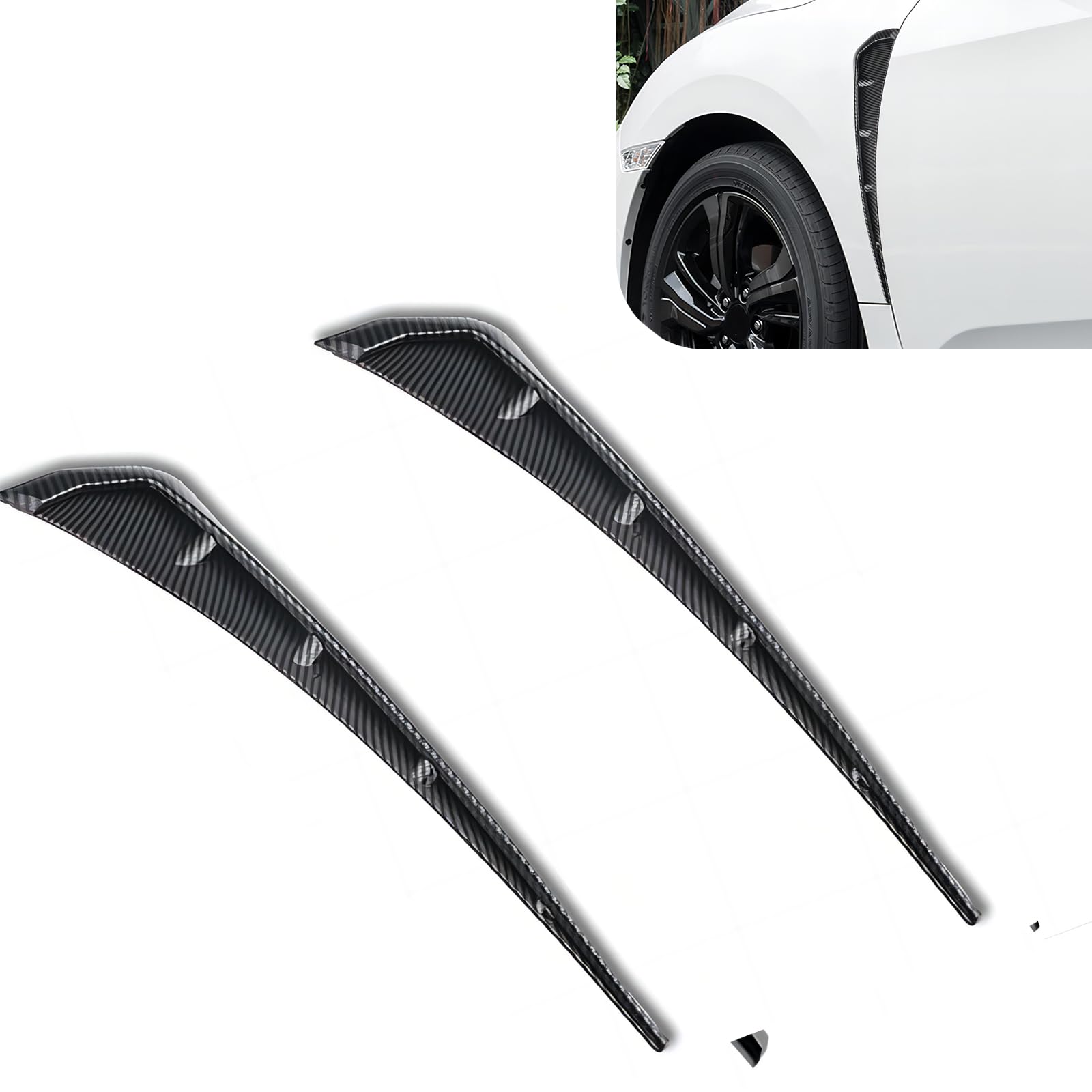 2 PCS Car Fender Side Vents, Carbon Fiber Fender Stickers, Sport Stytle Air Flow Intake Hole Grille Spoiler Decor Cover, Car Modified Accessories, Universal for Most Cars (Carbon Fiber)