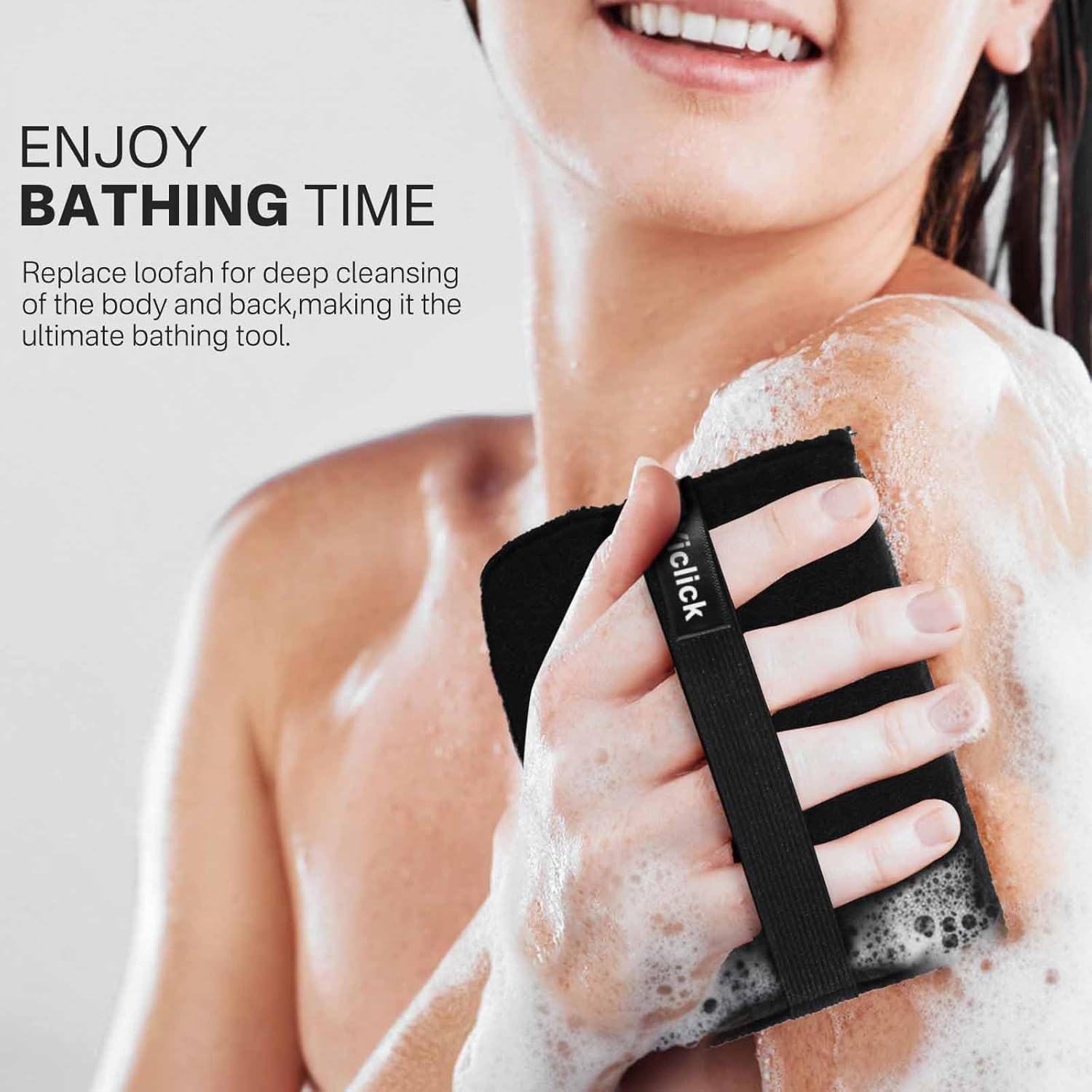 Yiclick Exfoliating Body Scrubber (2 Pack), Exfoliating Body Sponge for Shower Bath, Body Exfoliator Scrubber, Dead Skin Exfoliator for Body Scrub, Exfoliating Loofah Washcloth Gloves with Handle - Image 3