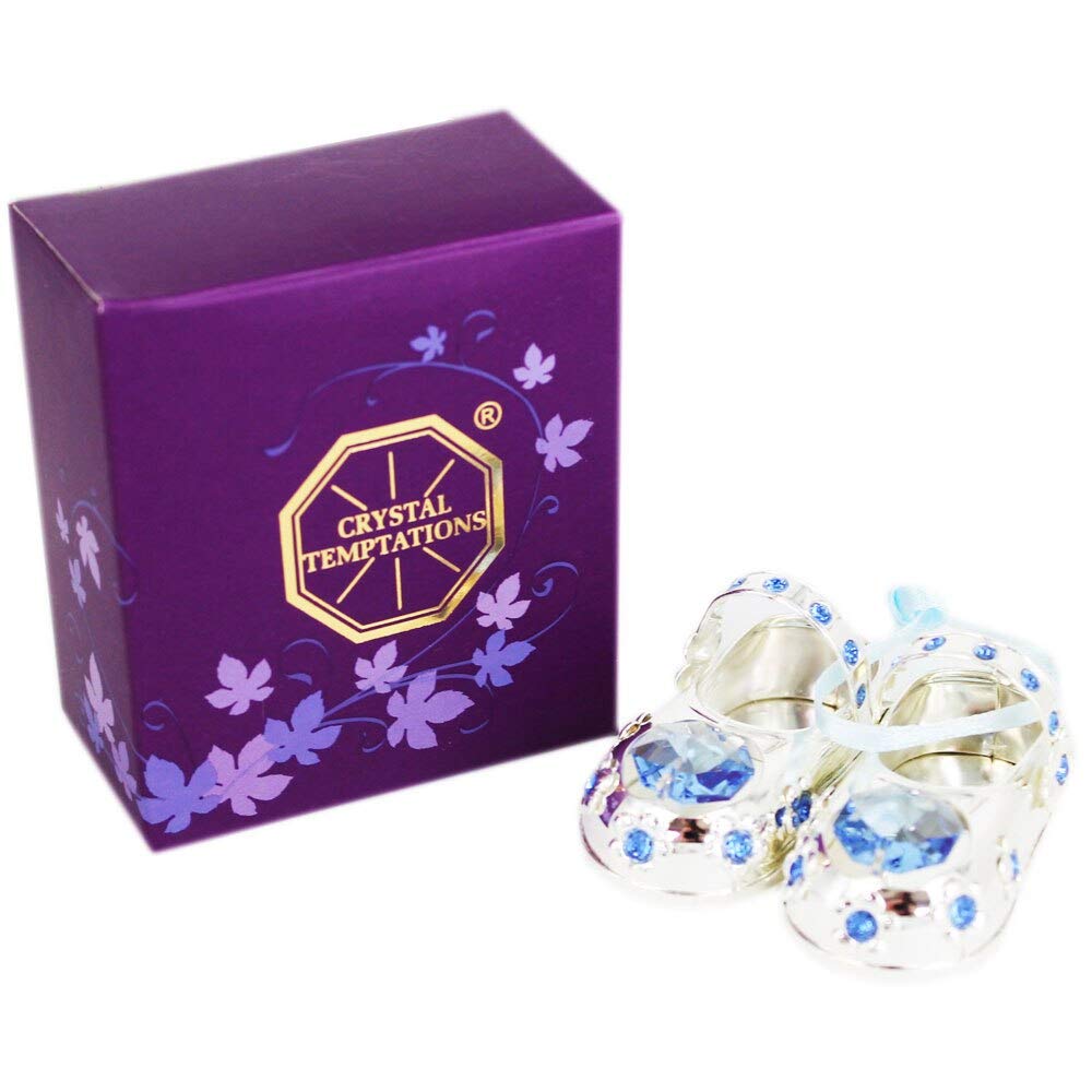 Lesser and Pavey - Little Treats Silver Plated Crystal Baby Shoes (Blue)