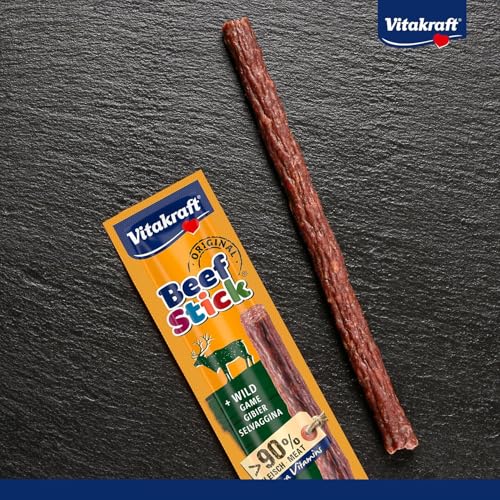 Vitakraft Beef Stick Wild, Hundeleckerli, Fleischstick vom Wild, Hunde Trainingsleckerli, ohne Zusatz von Zucker (1x 12g)