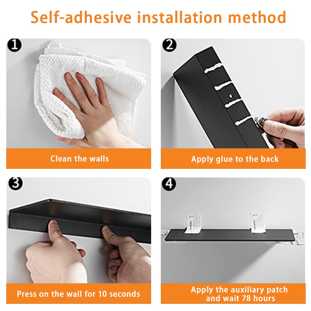 Duschablage Ohne Bohren SUS304 Edelstahl Badablage Gebürstet Selbstklebende für Badezimmer Schlafzimmer Küche Dusche Wandregal Wandmontage,Länge 30/40cm