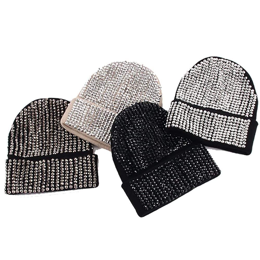 帽子 [1] BLING Y2K SHINY RHINESTONES BEANIE Shiny Bling Rhinestone Beanie Cap for Women Y2K One Size