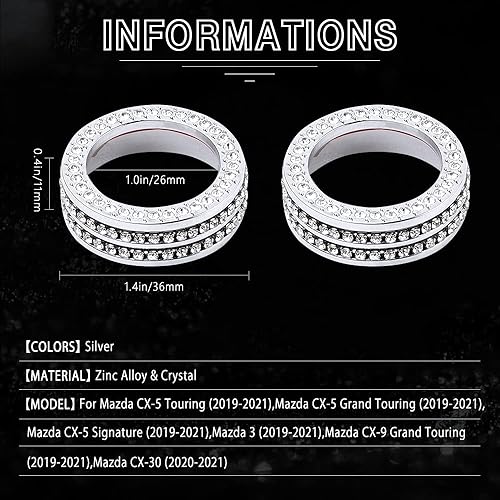 Miniatura 3 de CARFIB Para Mazda Bling Accessories 3 CX-5 CX-9 CX-30 CX5 CX9 CX30 AC Perillas Calcomanías Calcomanías Calcomanías Tapas Tapas Piezas Interior Del