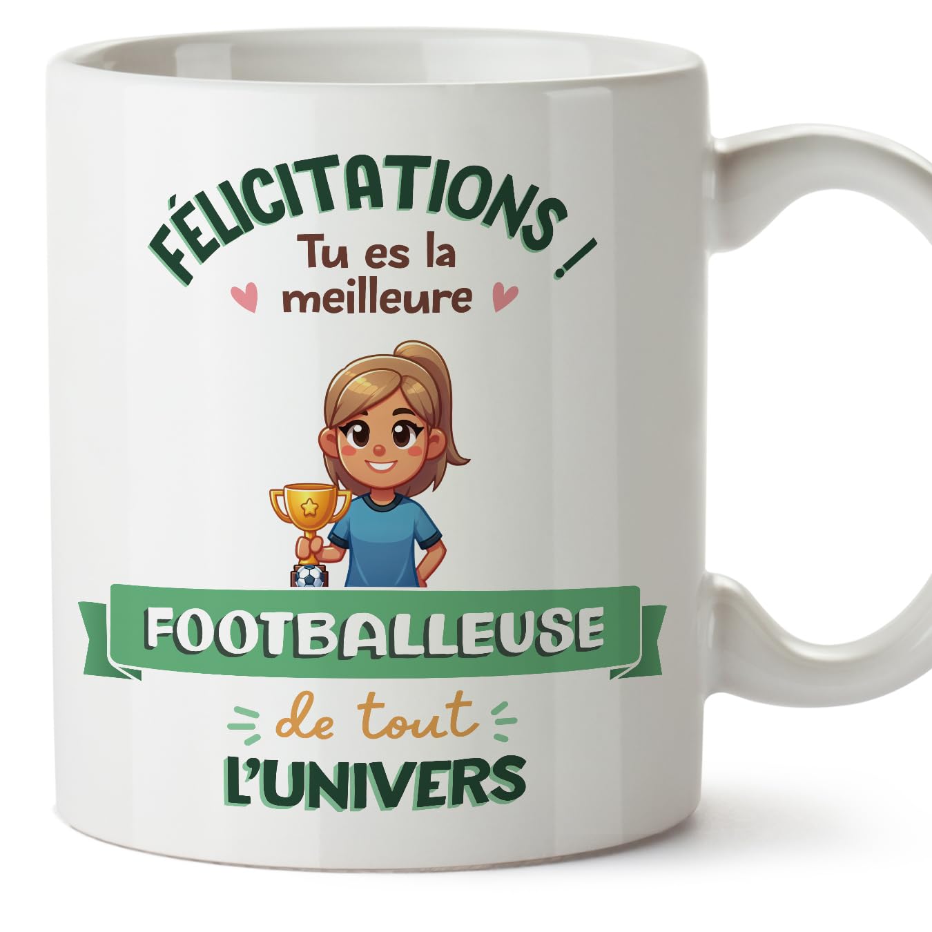 MUGFFINS Footballer Woman Mug - in French - Meilleur Univers Trophée - Funny Gift for Colleagues - Ceramic 11oz Mug — image 1