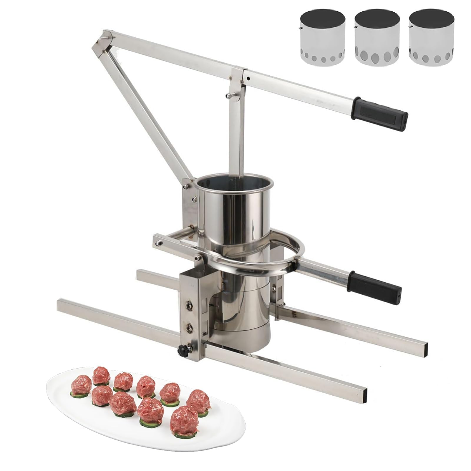 Machine à boulettes de viande manuelle en acier inoxydable avec anneau de diamètre réglable pour la maison et le restaurant