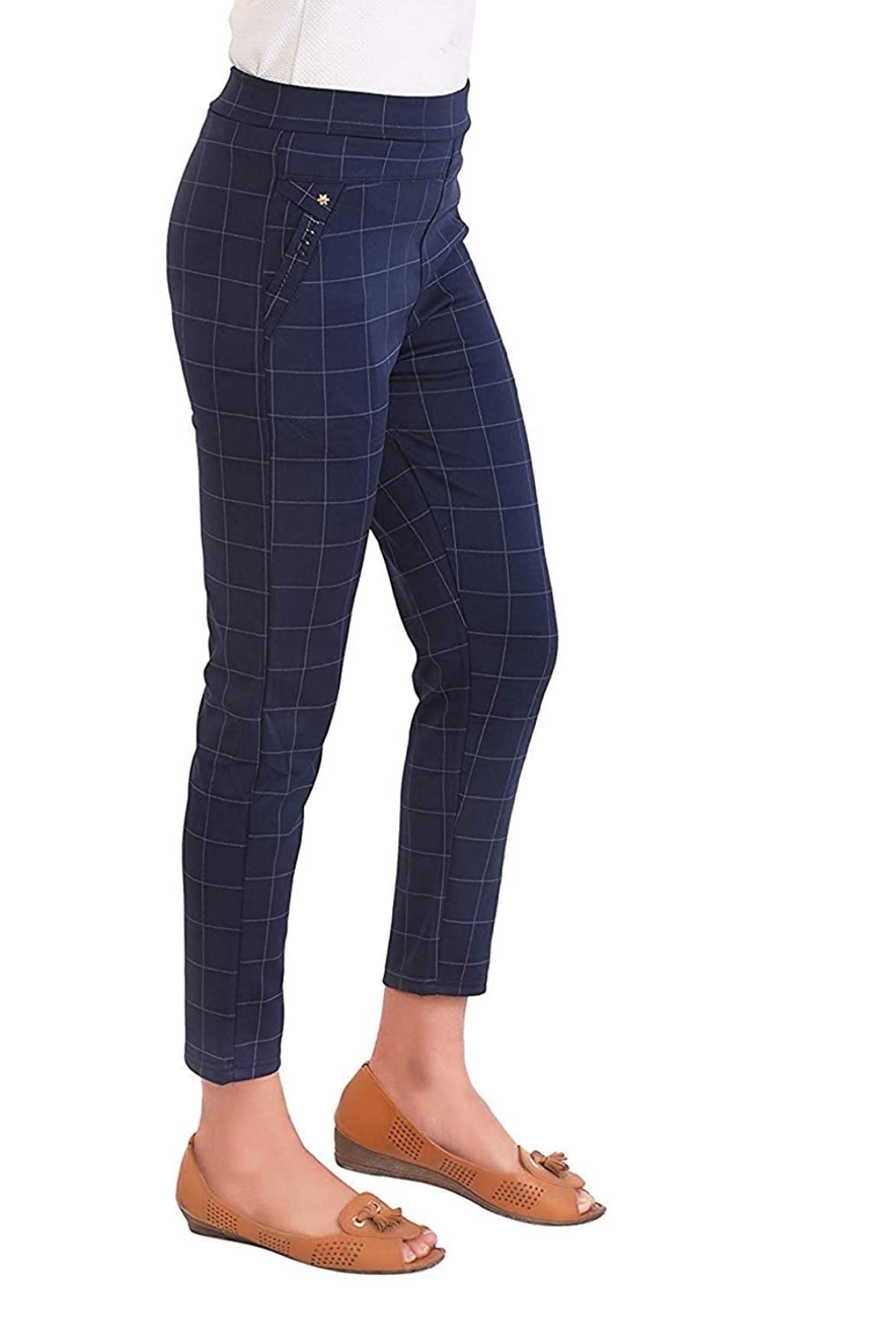 Women's & Girl's Regular wear chex Pants | Girls Jeggings Ripped Ankle-Length Gym Legging for Women(Free-Size) 26-32 Waist Size Free-Size fit for (S-M-L)