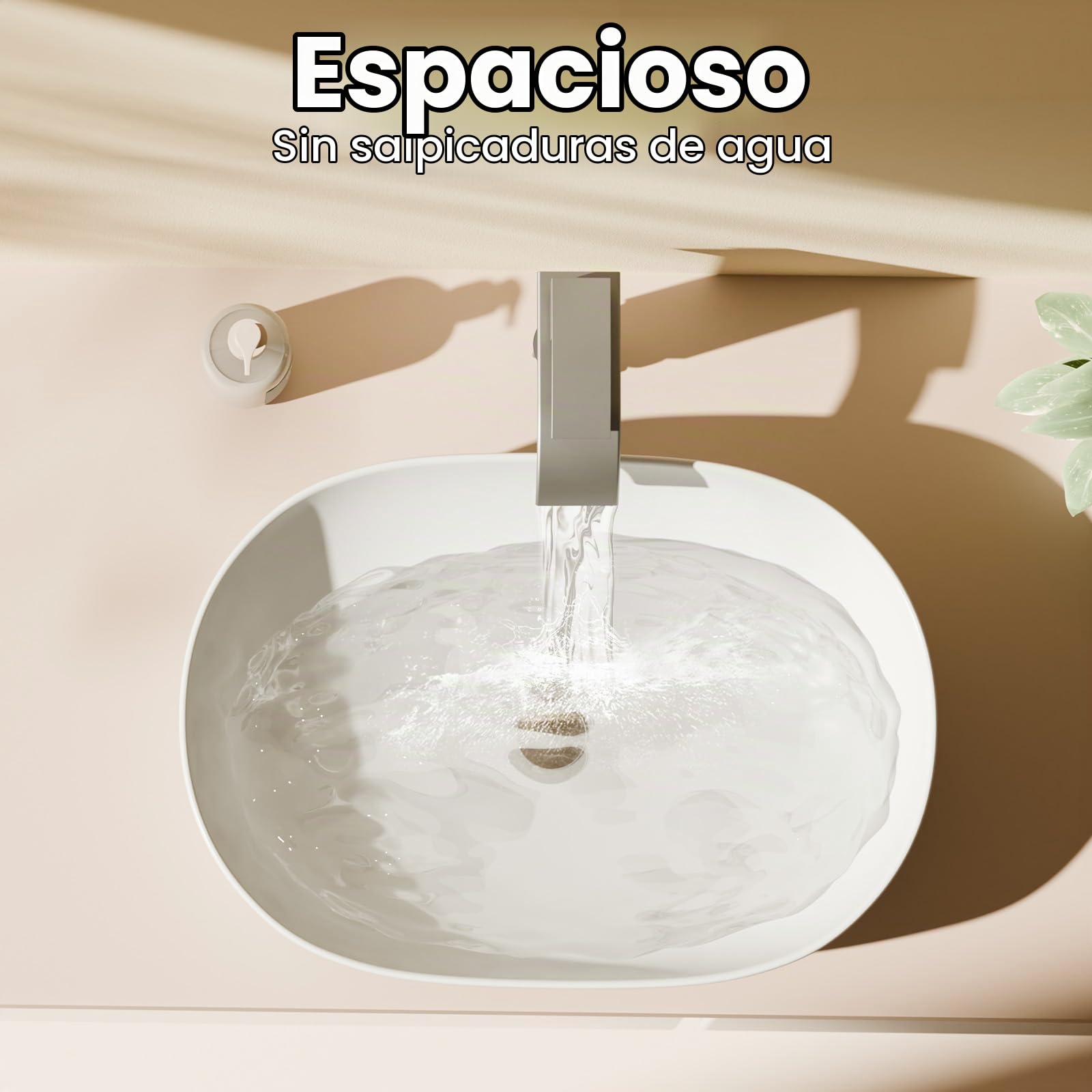 EMKE Lavamanos de Baño Ovalado 59,5 x 41,5 cm, Blanco Brillante | Lavabo Sobre Encimera de Cerámica, Pila Sobreponer Moderna para Baño y Aseo (Sin Grifo ni Desagüe)