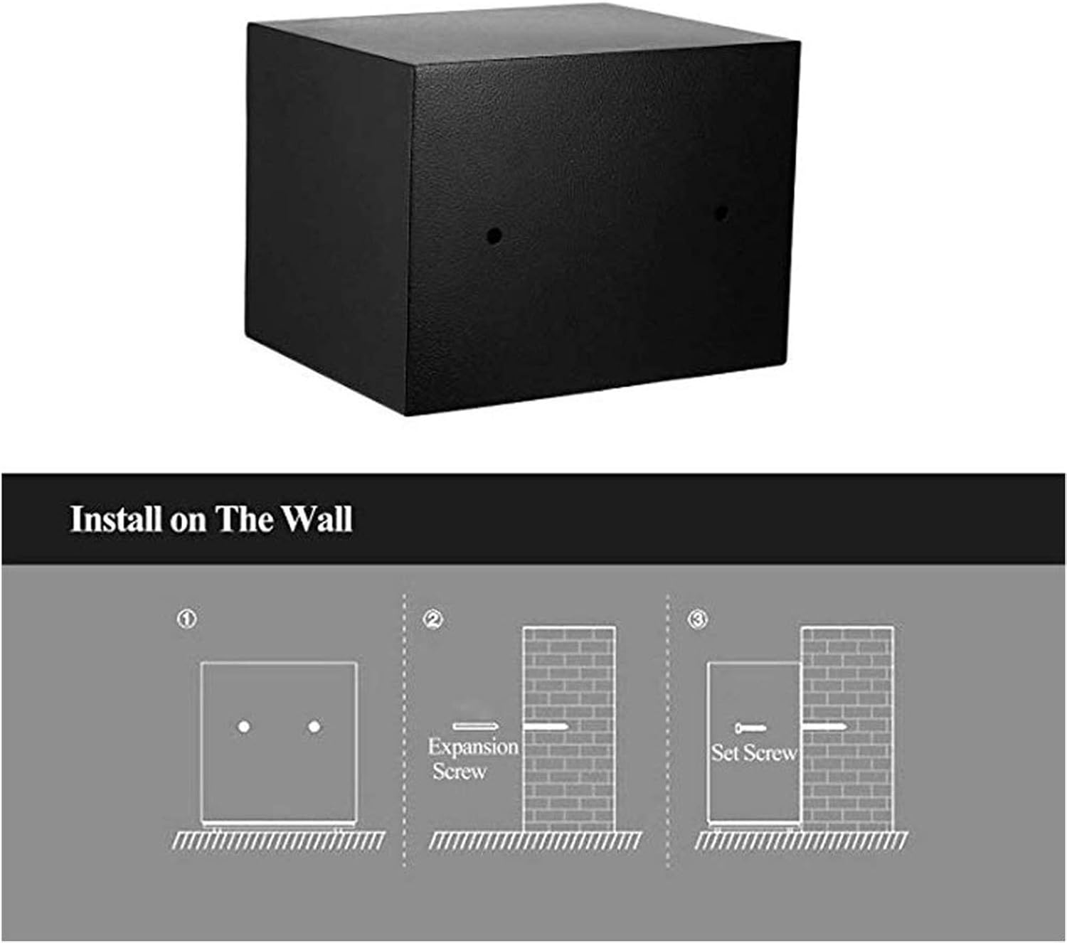 Electronic Digital Security Fire Wall-Anchoring Safe Deposit Box for Home Office Hotel Business Jewelry Money (Color : Black)