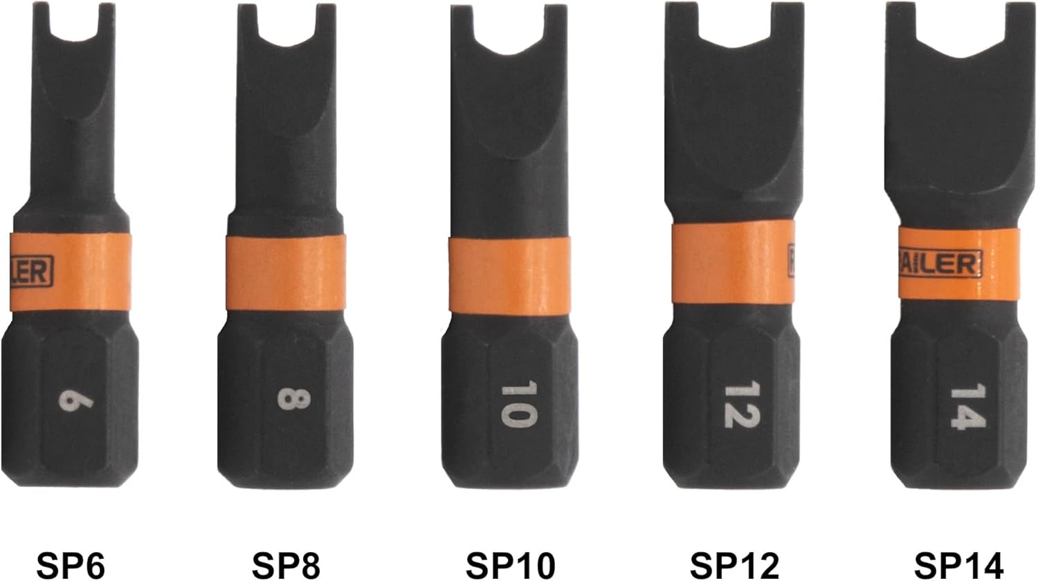 Spanner Screwdriver Bit Set - Railer 5PC S2 Steel 1" Spanner Snake Eyes Impact Driver Bit Set With A Tool Storage Bit Holder & Carabiner