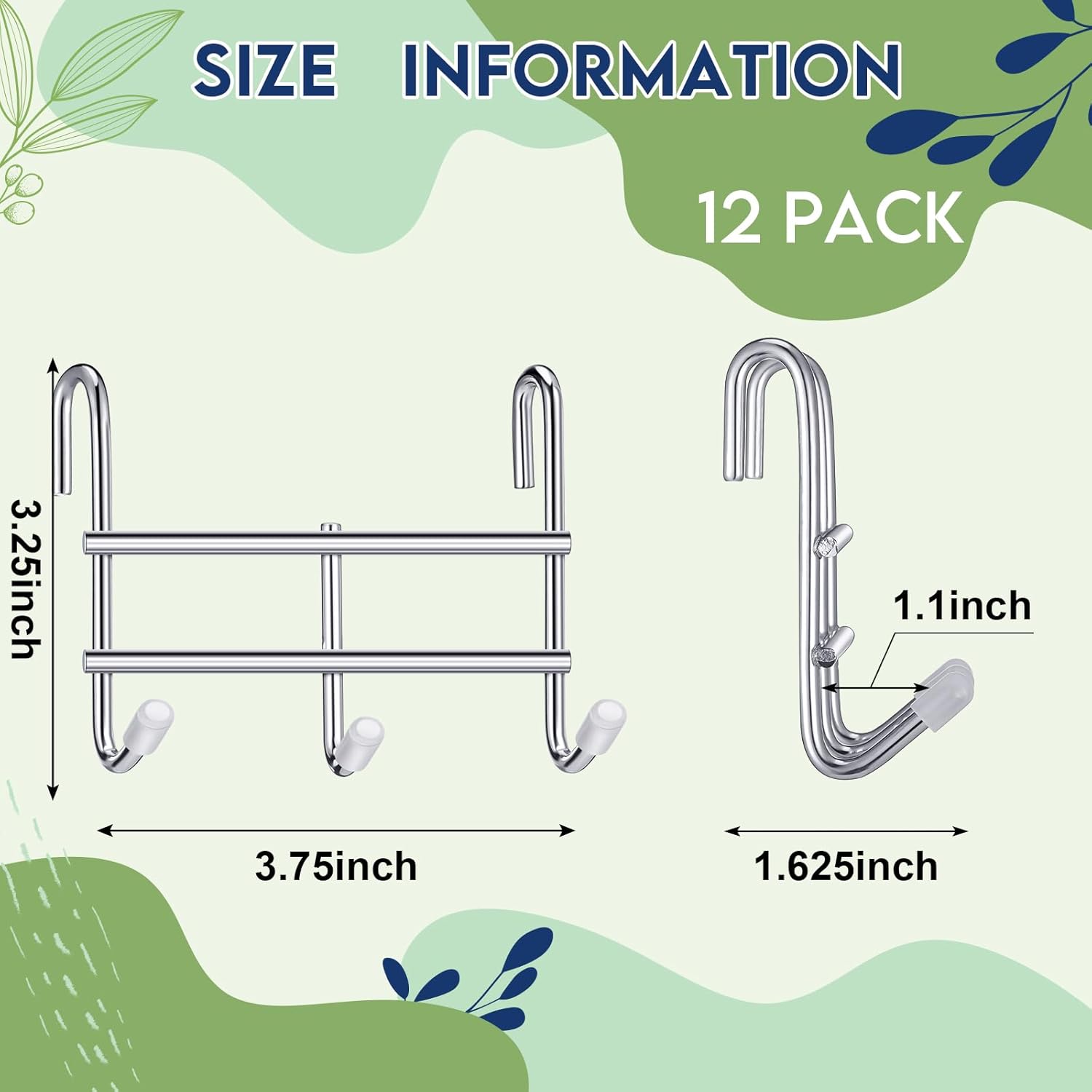 Teenyyou 12 Pack 3 Hook Attachment for Wire Shelving 3.75" l x 1.625" d x 3.25" h Wire Shelving Hooks Accessories Steel Hanging Rack Metal for Storage Organizer (Chrome)