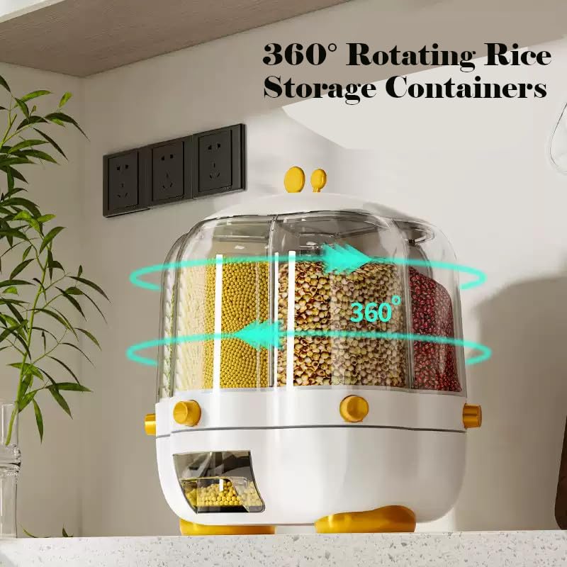 Image of Gvnd Rice & Dry Food Round Dispenser, Kitchen Organizer, Cereal Grain Container for Home, Cereal Transparent Bucket, Storage Box, Beans Clear Cans, Gift for Women (Style-3)